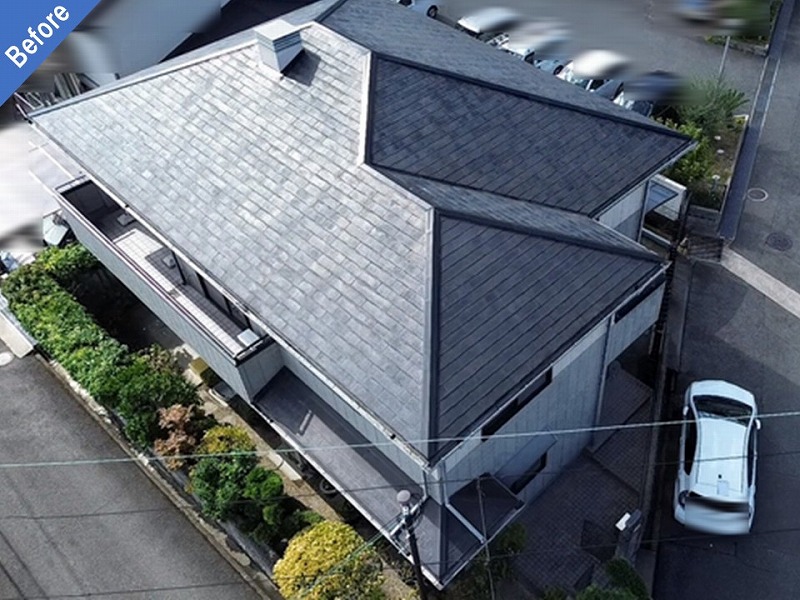 外壁塗装・屋根カバー工法・雨樋交換前の旭化成ヘーベルハウス