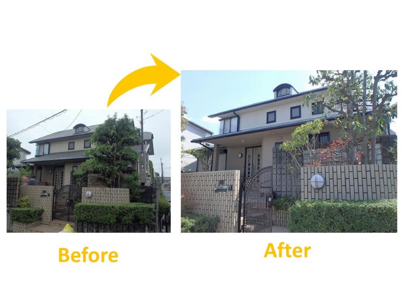 築27年のパナホームの外壁塗装の施工事例（施工費用：約124万円）（ビフォーアフター）
