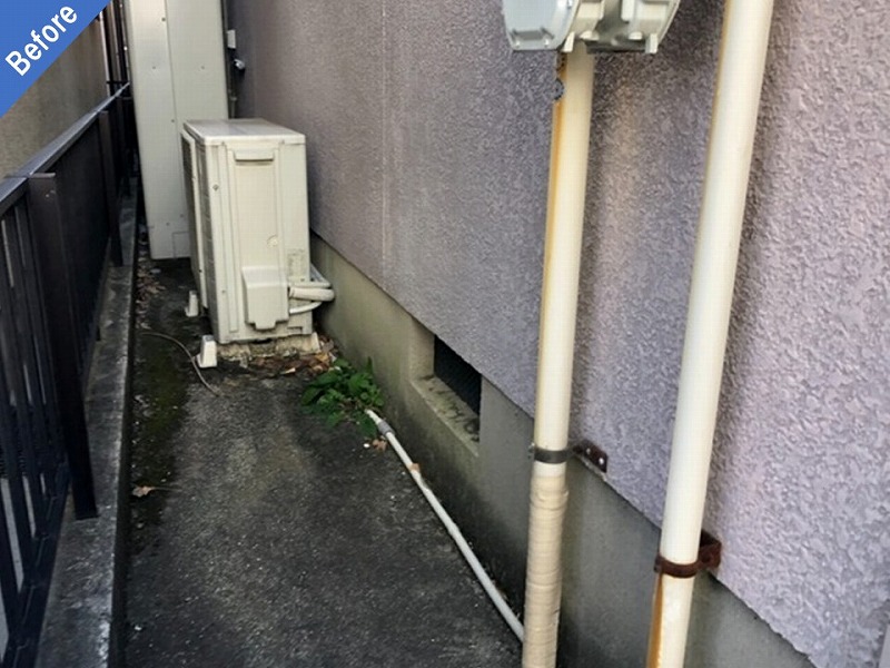 外壁塗装前の側面のモルタル外壁