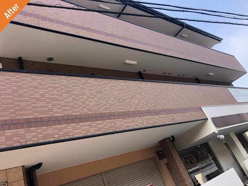 外壁塗装後のマンションのベランダタイル外壁