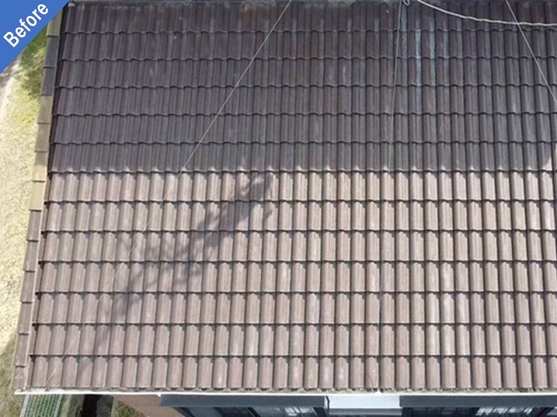 羽曳野市の屋根塗装前の退色が進んだセメント瓦