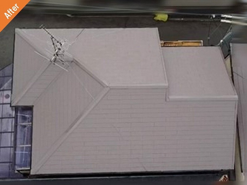 棟板金交換と屋根塗装後のスレート瓦