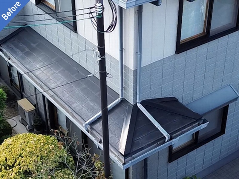外壁塗装前の旭化成ヘーベルハウスの下屋根と外壁