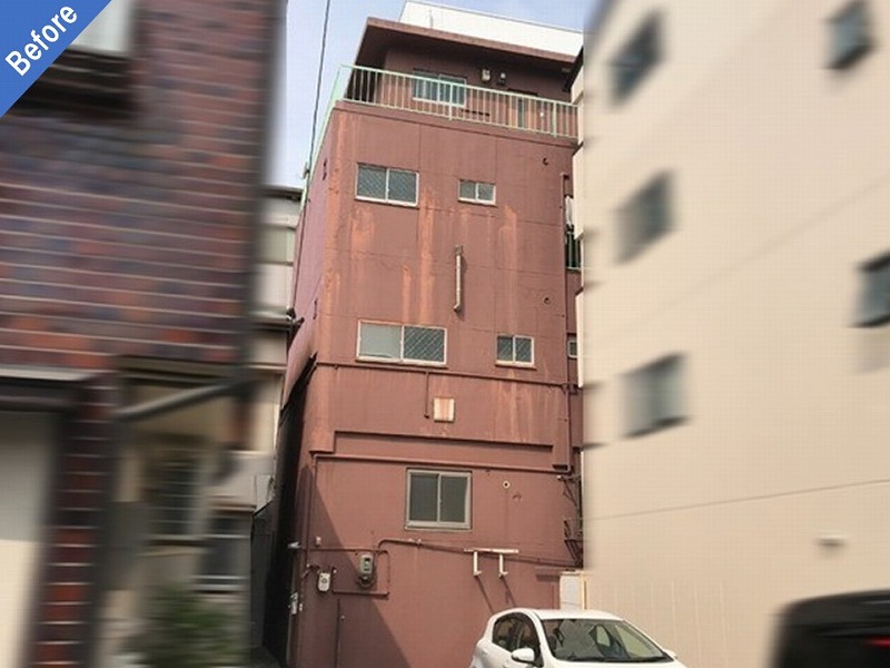 大阪市此花区の外壁補修・外壁塗装前のマンション