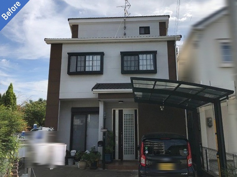 外壁塗装前のALC（リシン仕上げ）の戸建て住宅