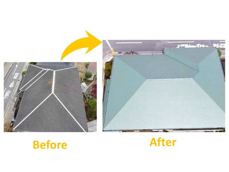 サンヨーホームズの屋根塗装施工事例（ビフォーアフター）