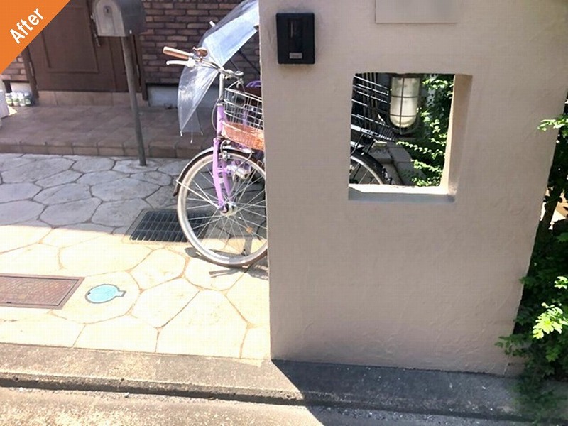 外壁塗装後の玄関塀