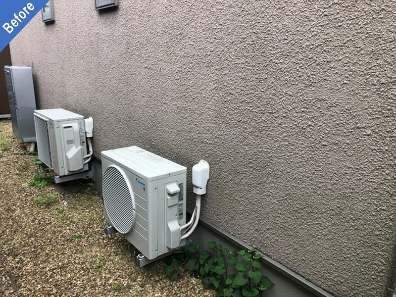 外壁塗装前の住友林業のモルタル外壁の側面