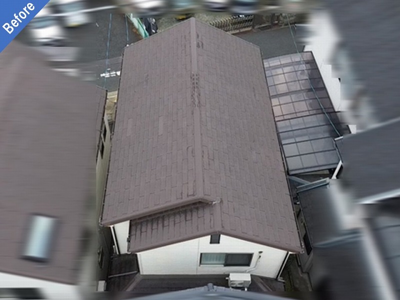 屋根工事前のスレート瓦