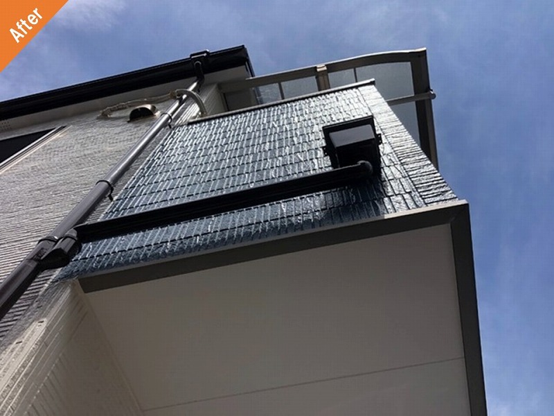 外壁塗装後の軒天と雨樋
