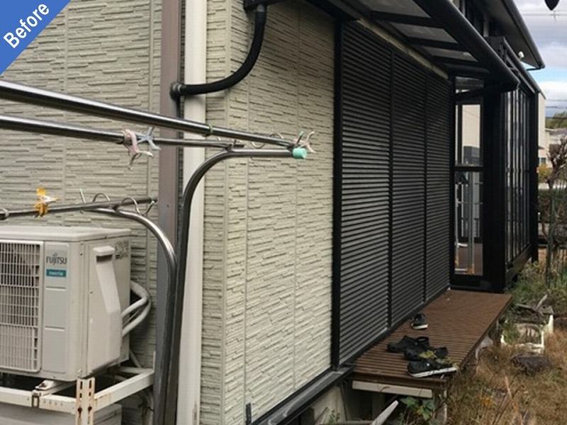 外壁塗装前の難付着サイディングと雨戸