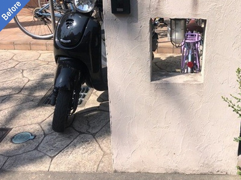 外壁塗装前の玄関塀