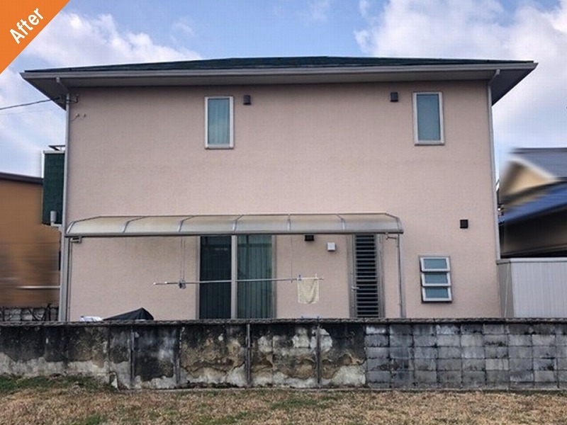 多彩模様塗料で外壁塗装後のモルタル外壁