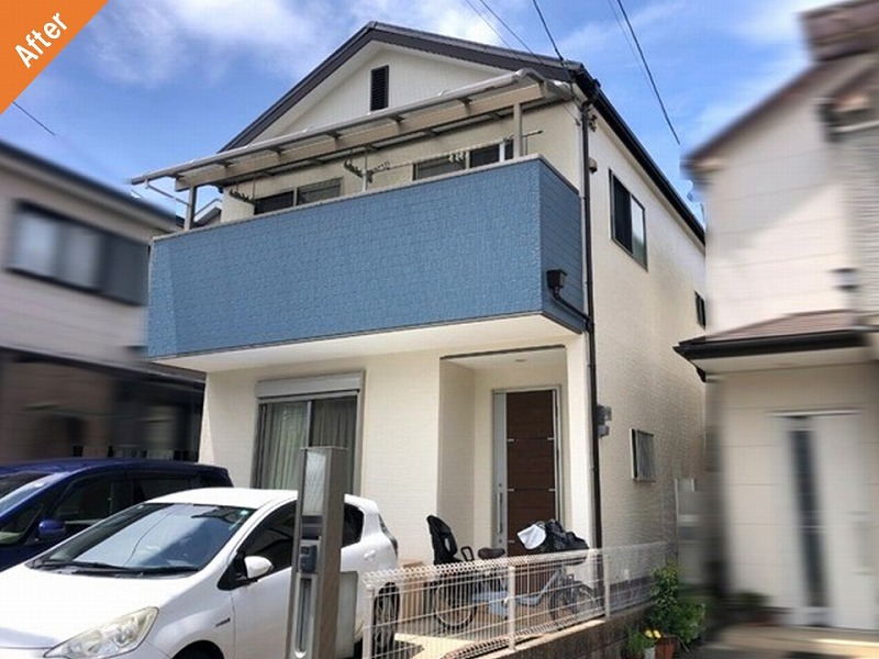 外壁塗装後の難付着サイディングの戸建て住宅