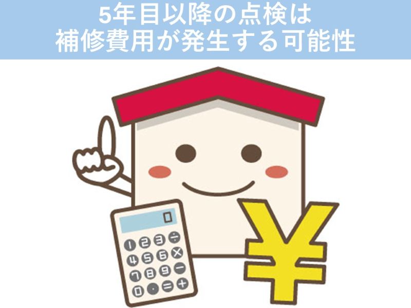 5年目以降の点検は補修費用が発生する可能性