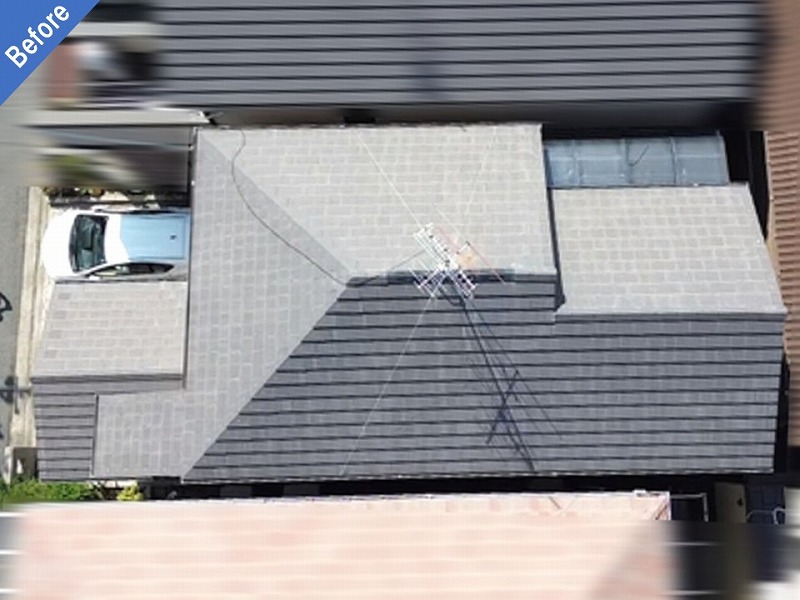 屋根塗装前のセメント瓦全景