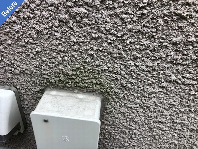 外壁塗装前のシーサンドコート仕上げの外壁