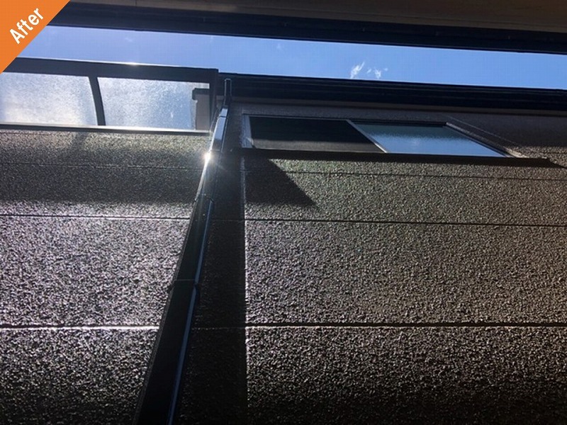 外壁塗装後のALC外壁と竪樋