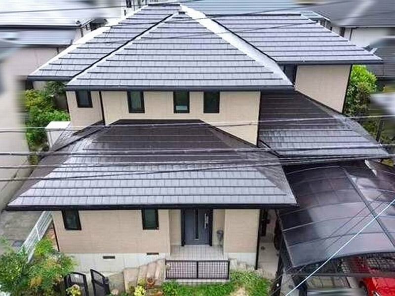 貝塚市の外壁屋根塗装後の積水ハウスの全景