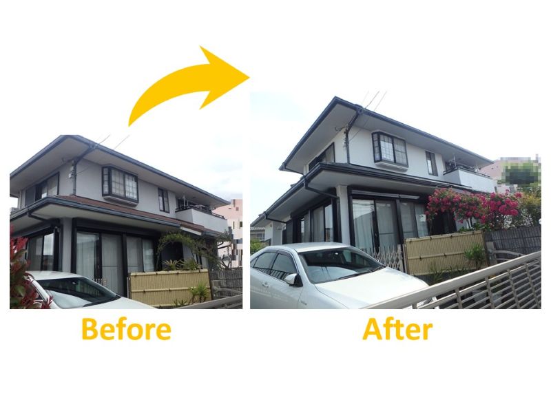 雨樋の交換で雨漏り補修した施工事例（ビフォーアフター）