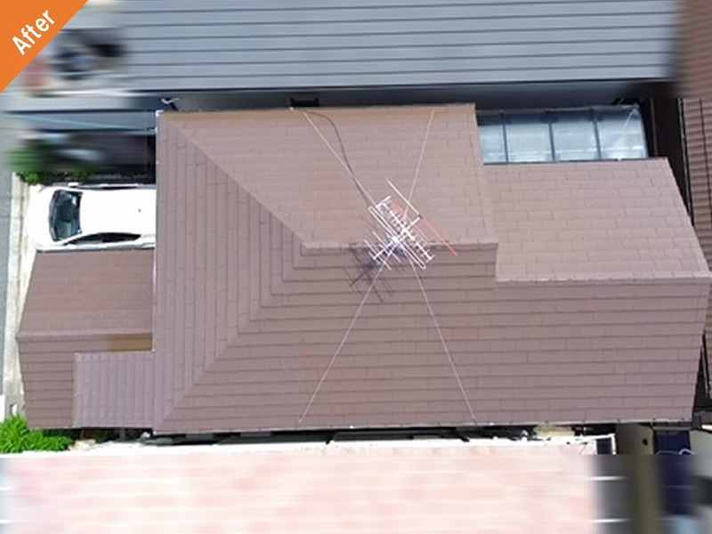 屋根塗装後のセメント瓦全景