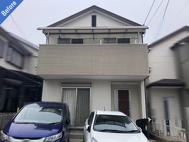 堺市中区の外壁塗装前の難付着サイディングの戸建て住宅