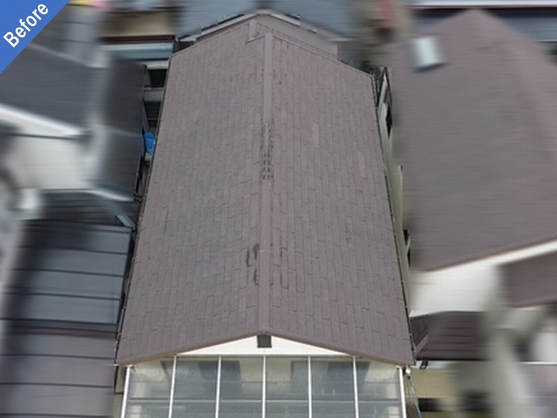 堺市中区の屋根カバー工法前のスレート瓦