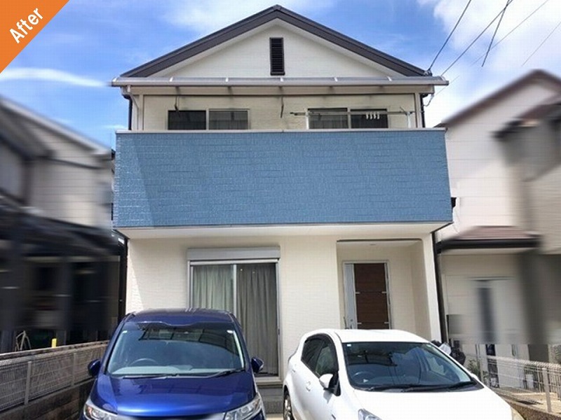 堺市中区の外壁塗装後の難付着サイディングの戸建て住宅