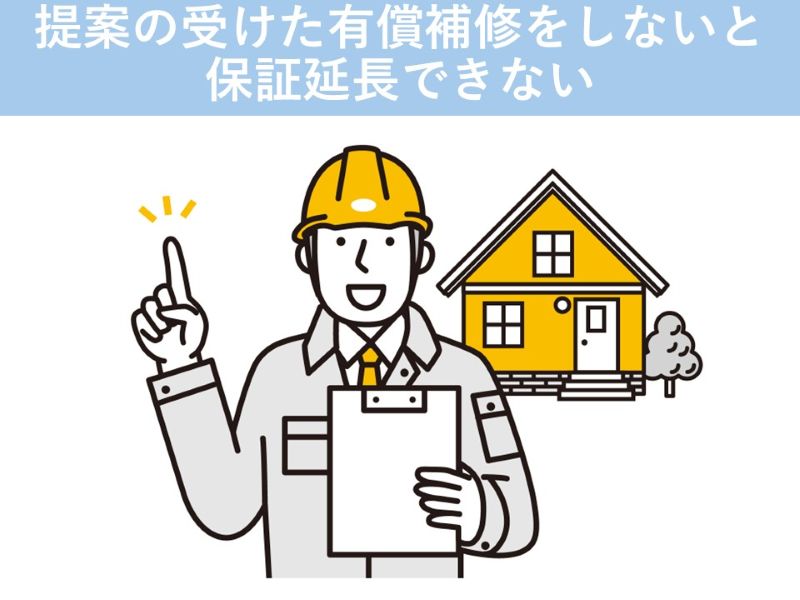 提案の受けた有償補修をしないと保証延長できない