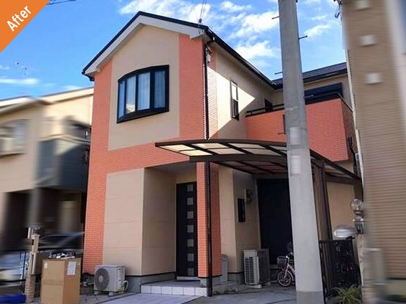 外壁塗装後の戸建て住宅全景