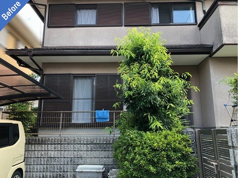 外壁塗装前の積水ハウス（モルタル外壁・セラミック仕上げ）