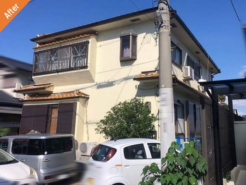 外壁塗装後のひび割れが改善した築40年の住宅