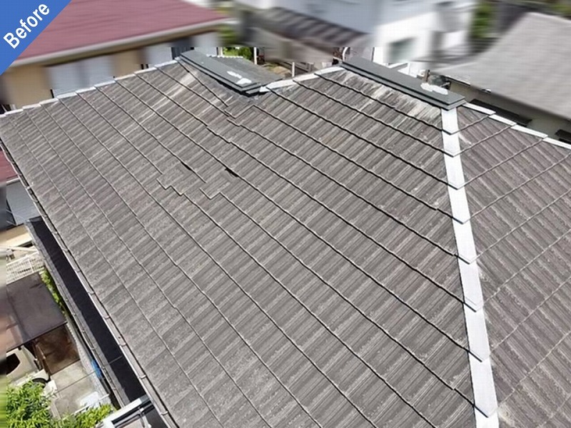 屋根塗装前の積水ハウスのモニエル瓦