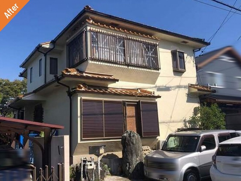 堺市南区の外壁塗装後の築40年の住宅
