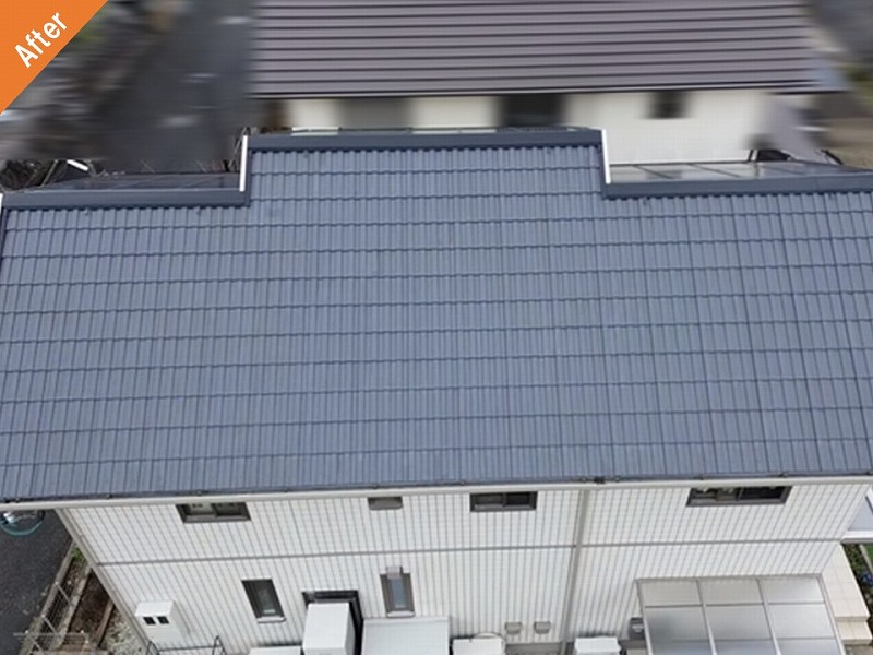 奈良県生駒郡平群町の屋根塗装後のセキスイハイムのモニエル瓦