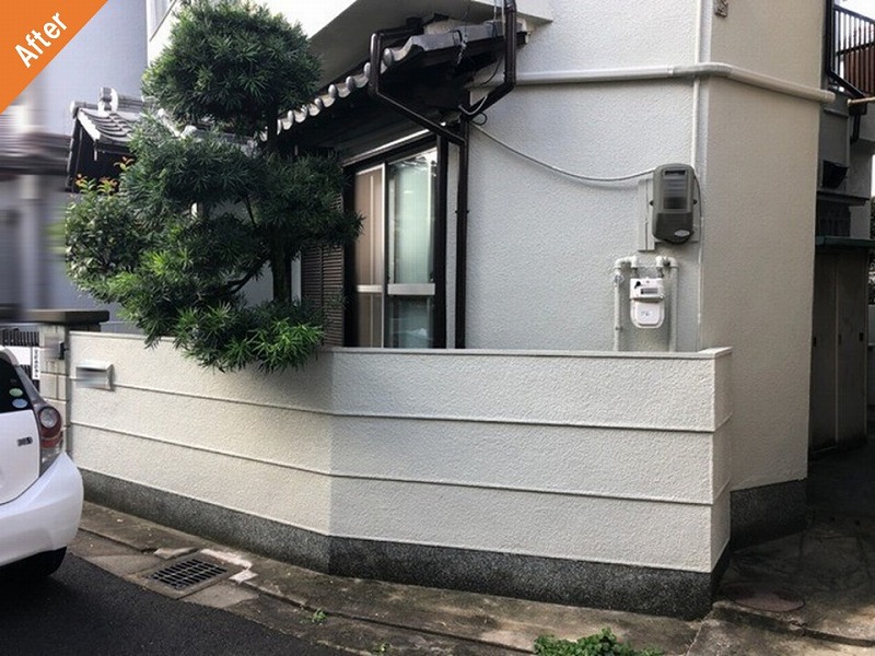 外壁塗装後のモルタル外壁の住宅