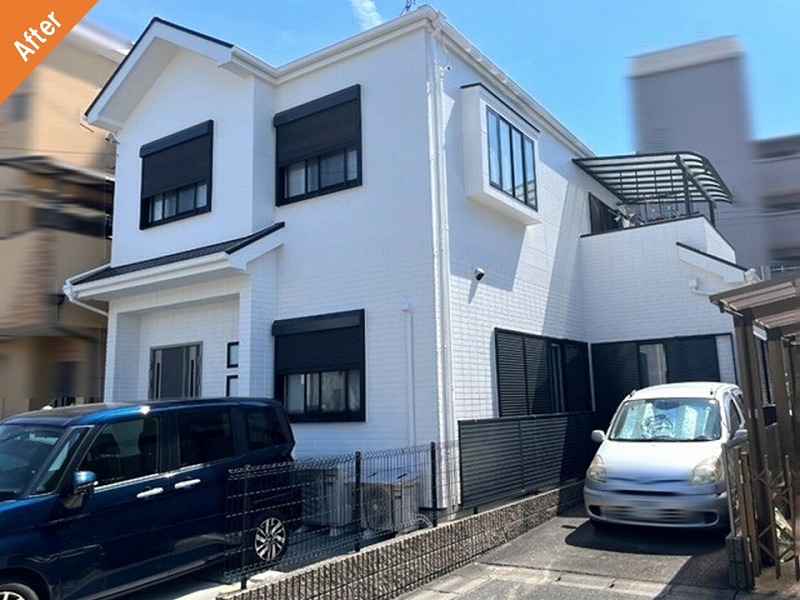 外壁塗装工事後のALC外壁の住宅