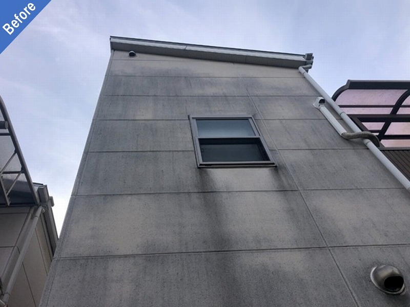 外壁塗装前のセラミック仕上げのALC外壁の住宅
