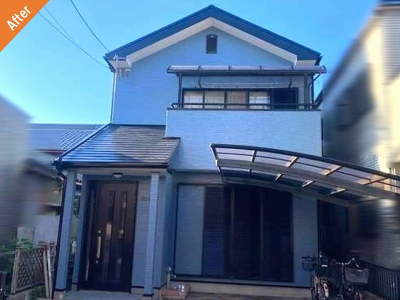 外壁塗装後の難付着サイディングの戸建て住宅