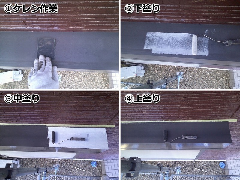 シャッターボックスの塗装工程