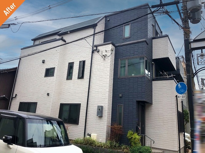 大阪市福島区の外壁塗装工事後の積水ハウスの住宅