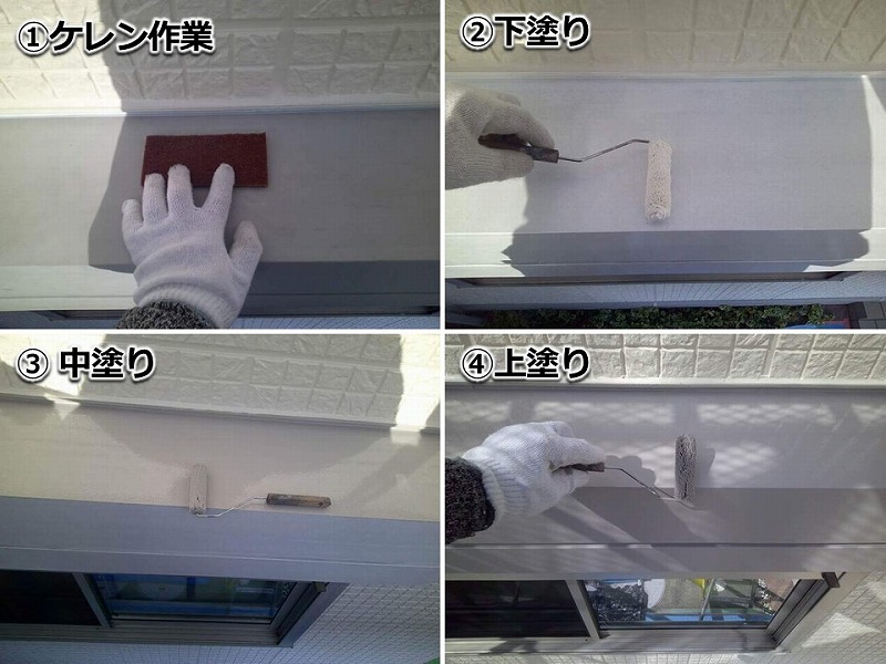 シャッターボックスの塗装工程
