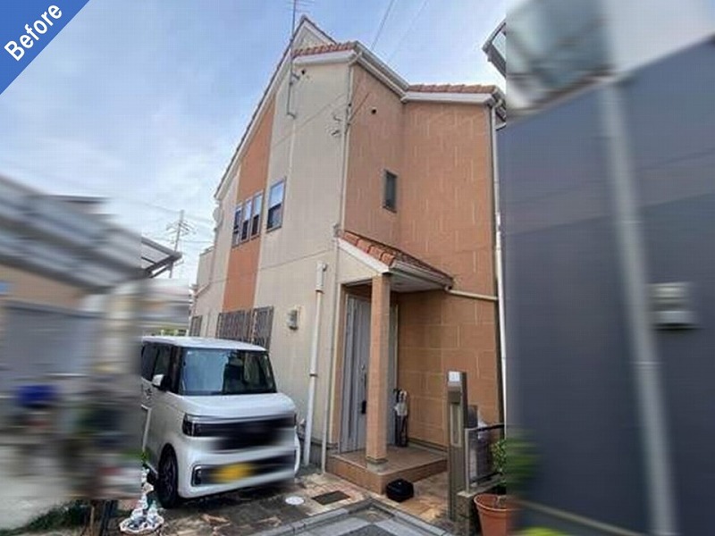松原市の外壁塗装前の窯業系サイディングの住宅