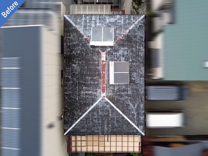 太陽光パネル撤去と屋根工事前のスレート瓦