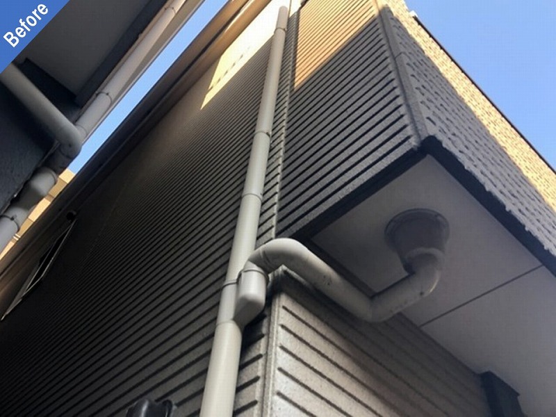 塗装前の樋とシャッターボックス