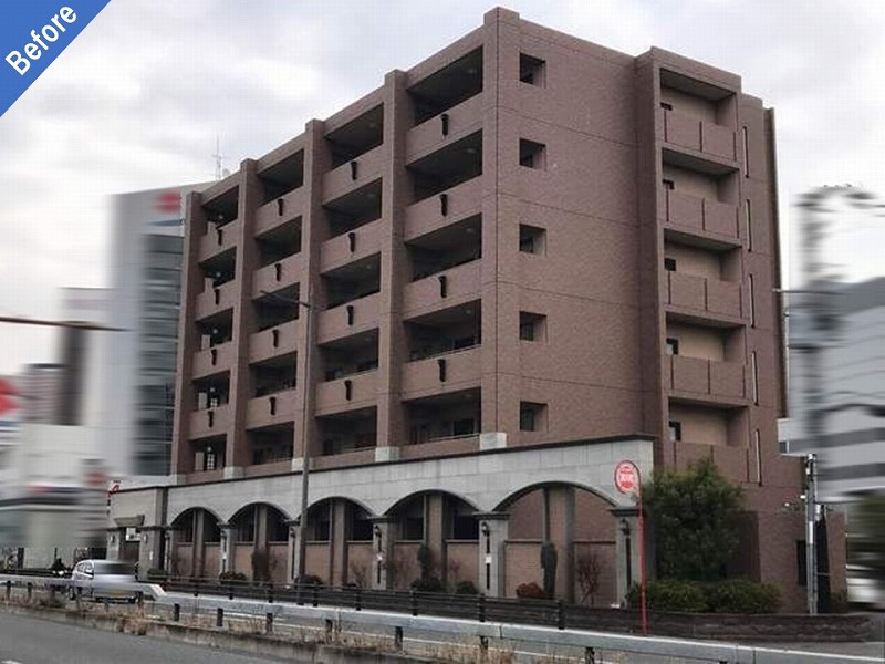 守口市の外壁塗装前のマンション