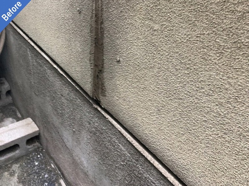 外壁塗装前のボードの浮いたフレキシブルボード