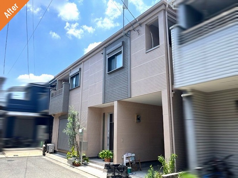 大阪市平野区の外壁塗装後のALC外壁の住宅
