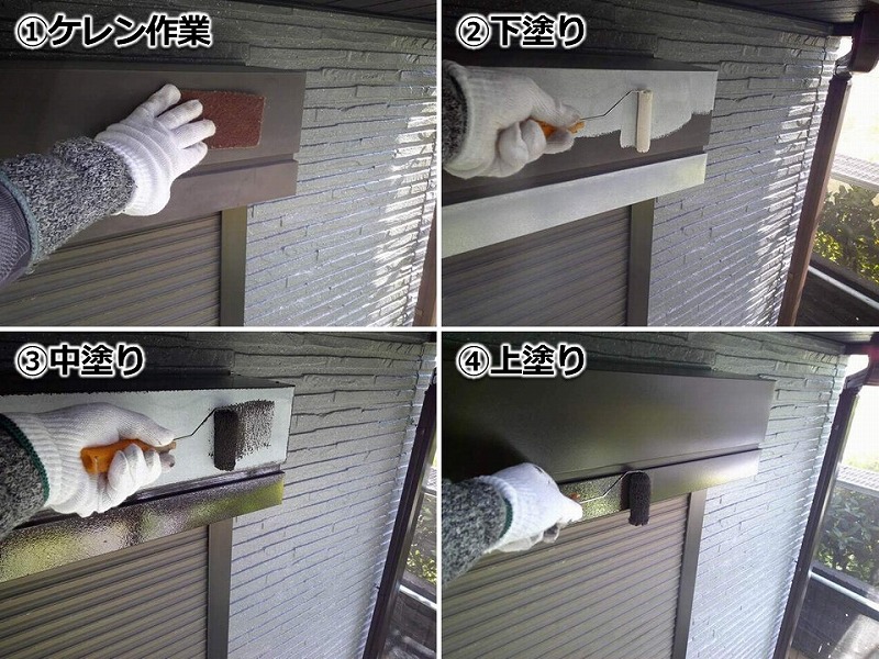 シャッターボックスの塗装工程