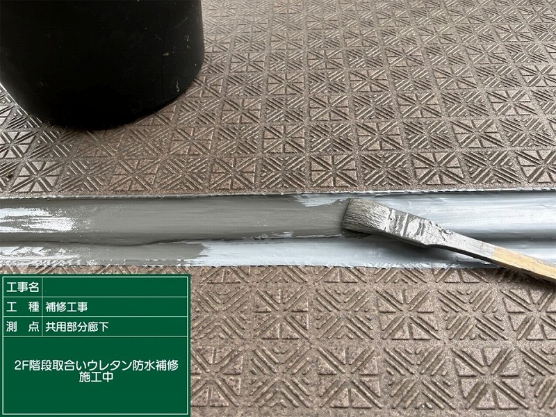 ウレタン防水補修施工中